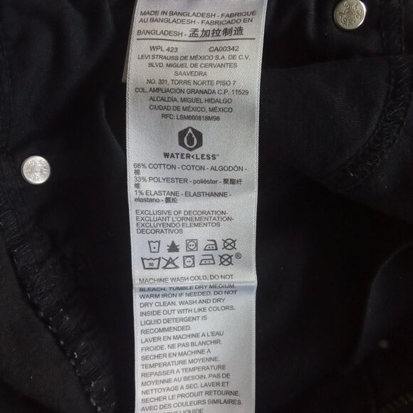 LEVI'S DENIZEN MID RISE SLIM BLACK JEANS - Picture 6 of 8